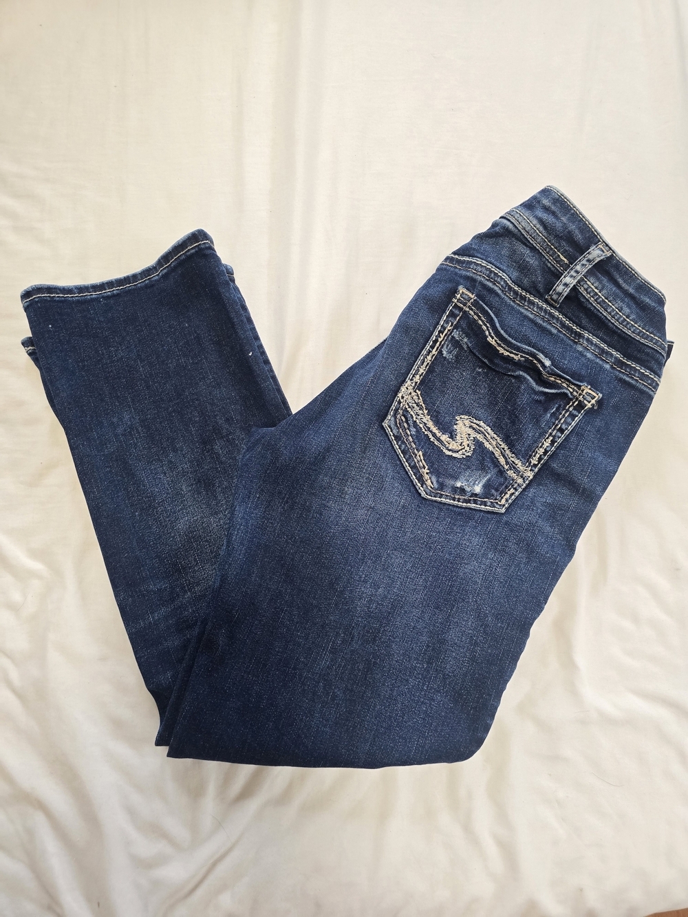 Silver Jeans Suki Capri Women's Size 31 Distressed Stretch Denim Jeans W31 L22.5